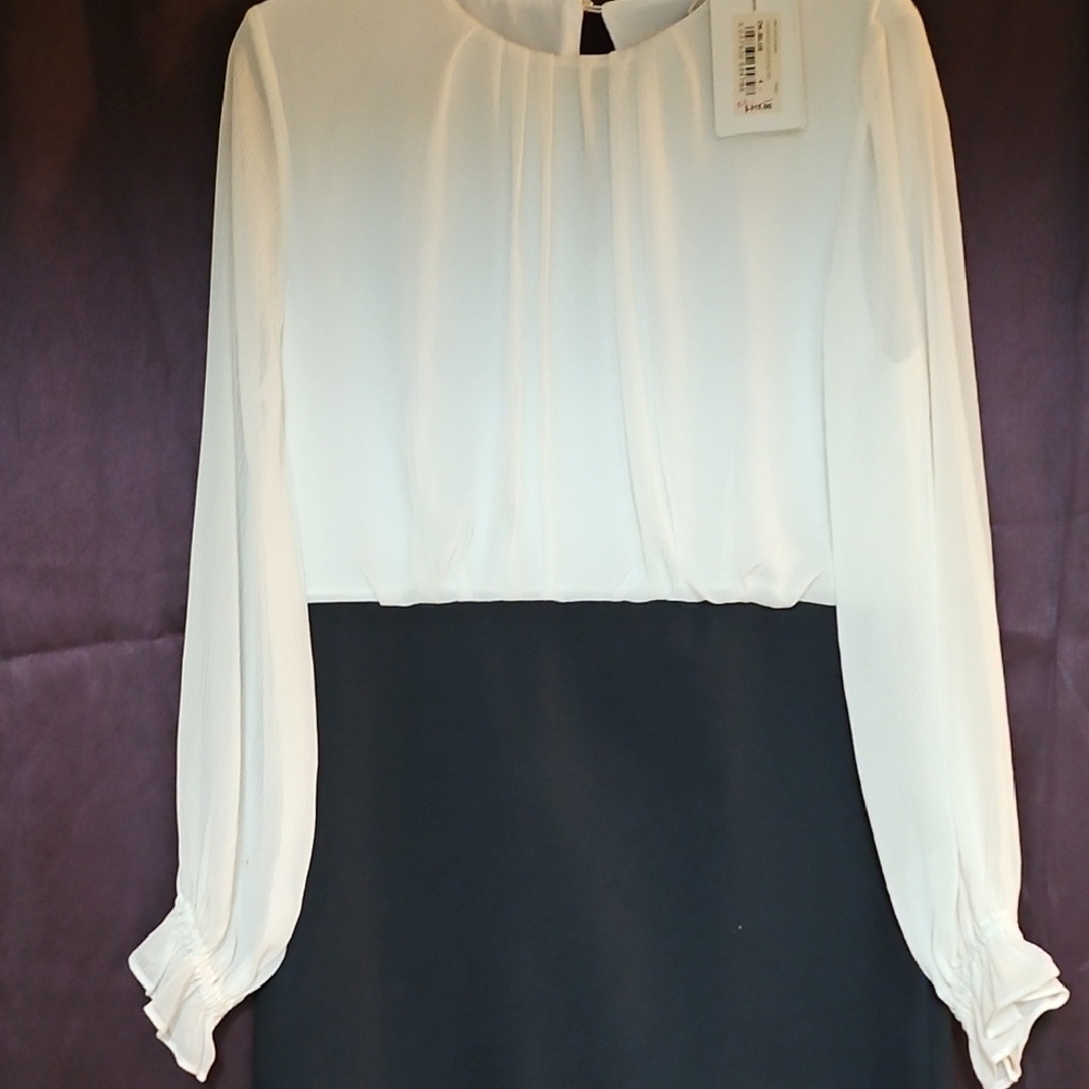 Ted Baker Black and White Long Sleeve Dress